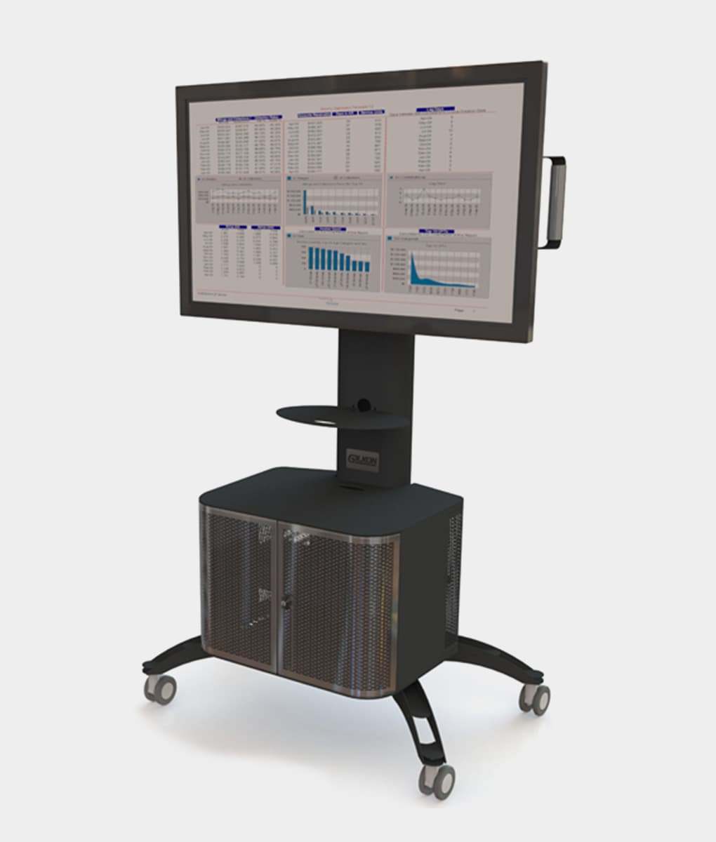 Axis Series Mobile Screen Stand with Cabinet by Gilkon